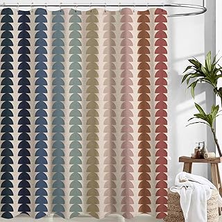 Linen Vintage Shower Curtain Sets Mid-Century Modern Multicolor Art Bath Curtain 72x72inch Waterproof and Linen Fabric Curtain for Bathroom