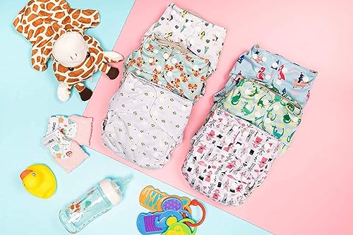 Miniatura 3 de Simple Being Pañales de tela reutilizables, doble refuerzo, talla única, lavables, suaves, absorbentes, impermeables, ecológicas, unisex, para bebé,