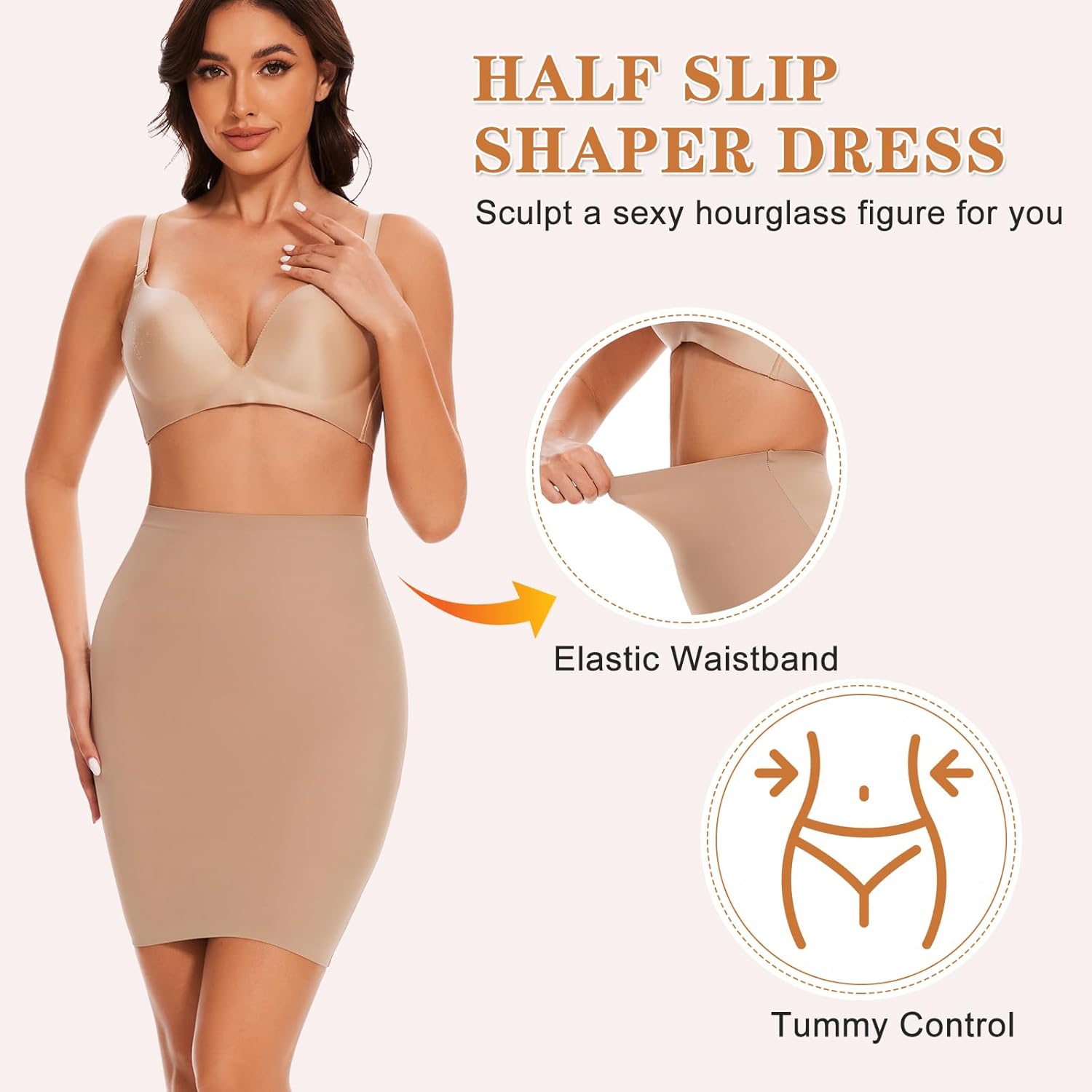 High Waist Half Slips Shapewear for Women Under Dress Shapewear Slip Skirt Tummy Control Body Shaper Skirt - Image 2