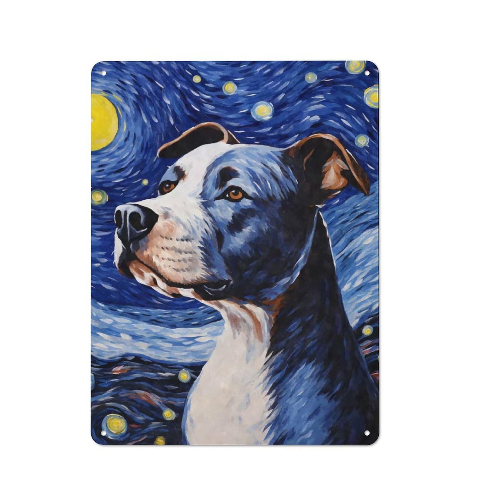 Tin Wall Sign with Amstaff Starry Night Design 40x30cm, Classic Kitchen Wall Decor for Restaurant, Kitchen, Counter Or Breakfast Nook