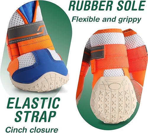 Miniatura 6 de Zapatos para perros pequeños, medianos y grandes, zapatos suaves y transpirables con correas reflectantes, botines antideslizantes para perros,