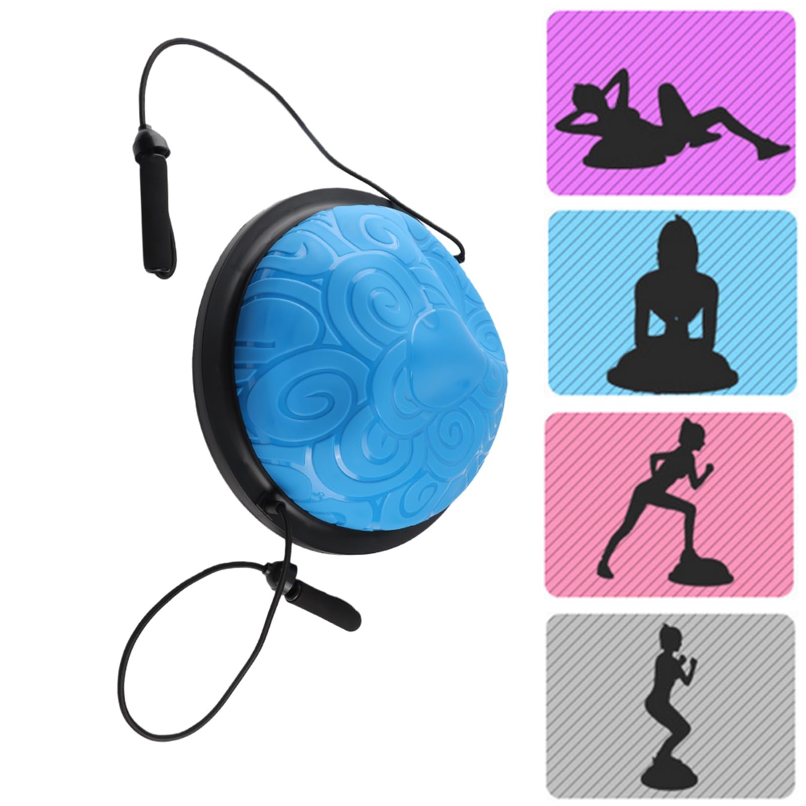 Keenso Palla Fitness in PVC Balance Trainer 46 X 46 X 20 Cm con 6 Piedini in Gomma e Maniglie Base Antiscivolo Stabilità del Nucleo per Yoga Pilates Palestra Domestica