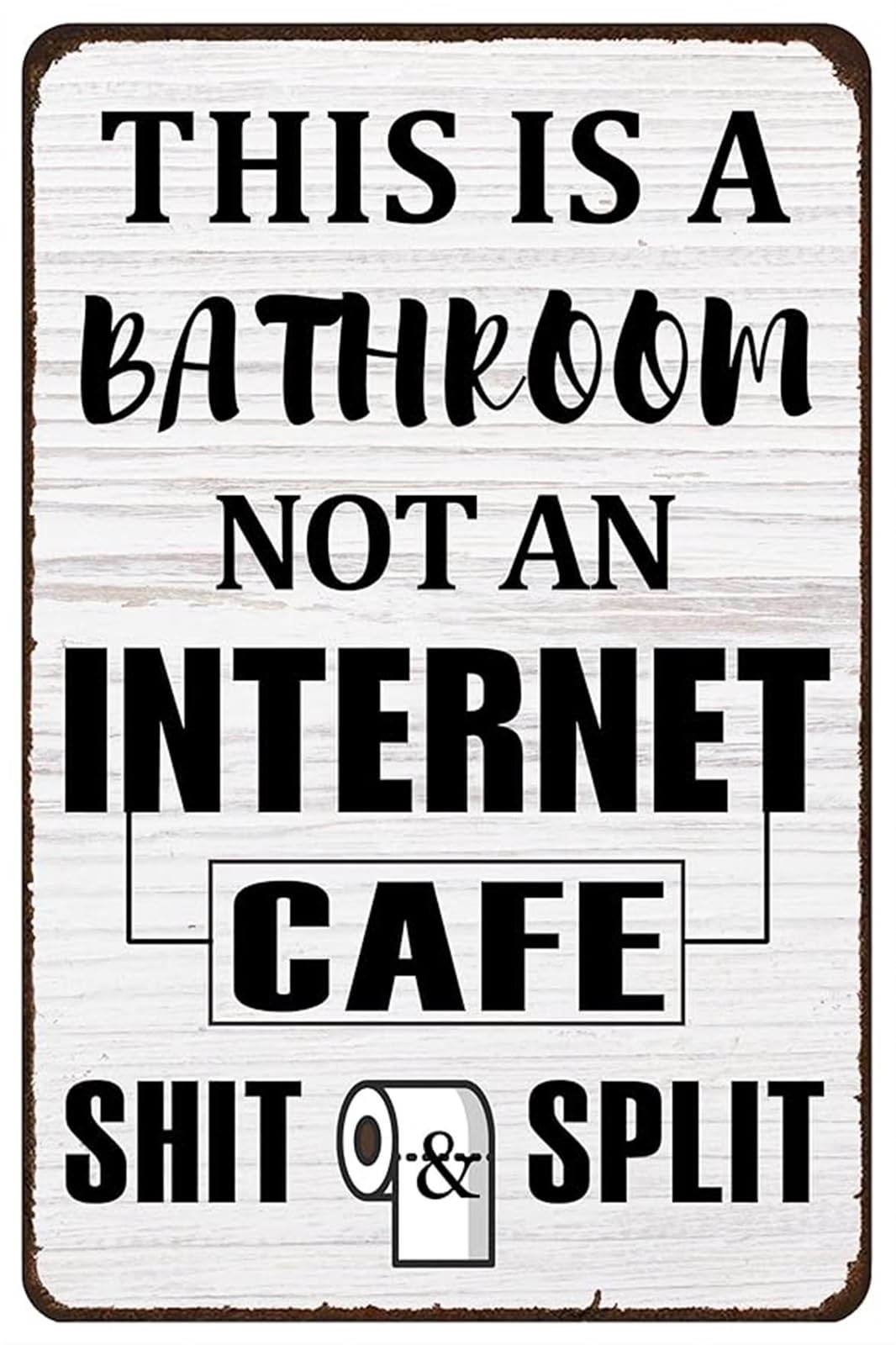 MQXFCZUX Vintage Humorous Metal Sign Bathroom Wall Hanging This Is Bathroom Not An Internet Cafe Sarcastic Oval Tin Plaque 8 X 12 in