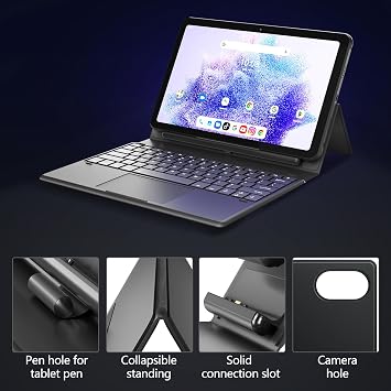UMIDIGI Keyboard Case for Active T1 Tablet, Active T1 Tablet Keyboard Case with Easy-Set Magnetic Stand, Large Precision Trackpad, Removable Case - Black