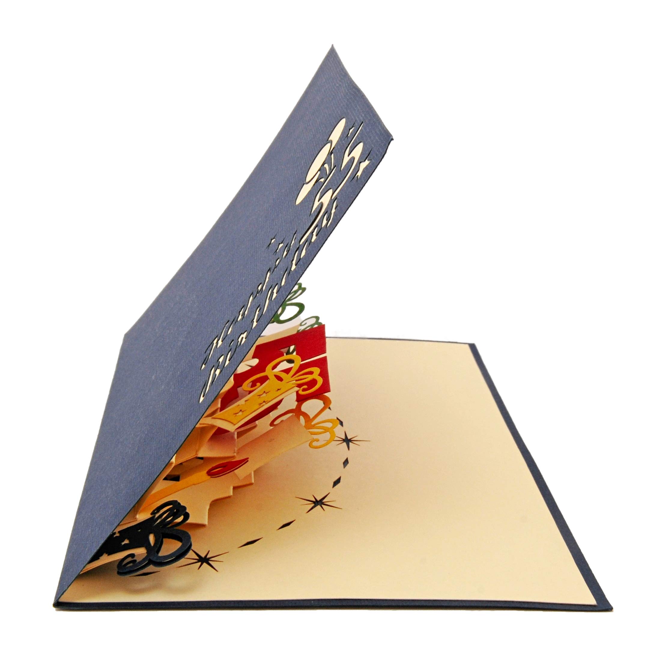 LINPOPUP®, Biglietto pop-up di compleanno 55, biglietto di auguri pop-up 3D, biglietto di auguri con busta, per donne, ragazze, uomini, amici, 55, N325