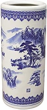 Umbrella Bucket,Umbrella Racks Ceramic Umbrella Holder Stand with Floral Blue White Porcelain, Home Office Entryway Decor Freestanding for Canes-50Cm