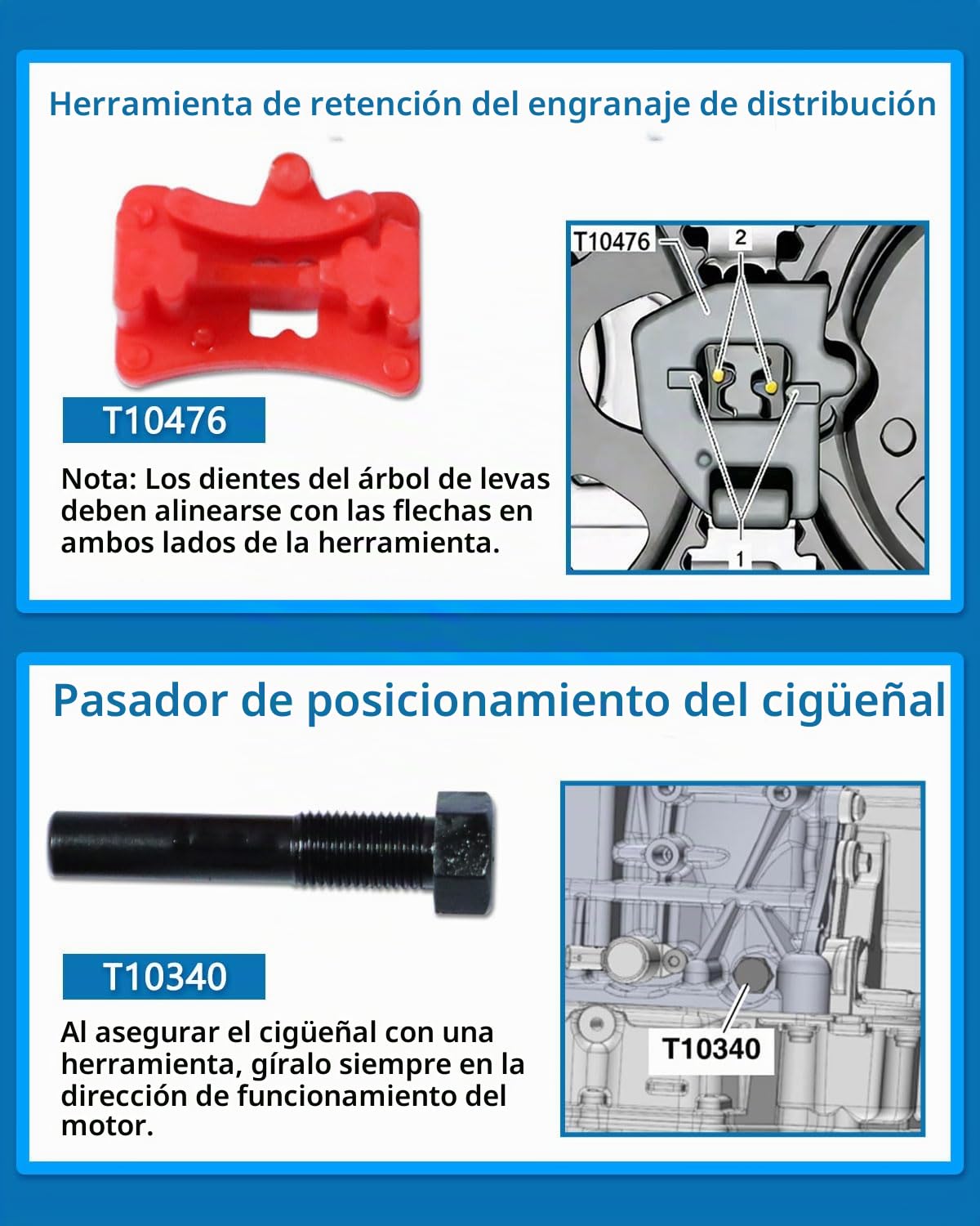 DPTOOL Juego de 8 Herramientas de sincronización de árbol de levas y cigüeñal de Repuesto para Motor VAG EA211 1.0L 1.2L 1.4L 1.6L FSI TSI TFSI Motor de Gasolina Compatible con VW Audi A3/Golf