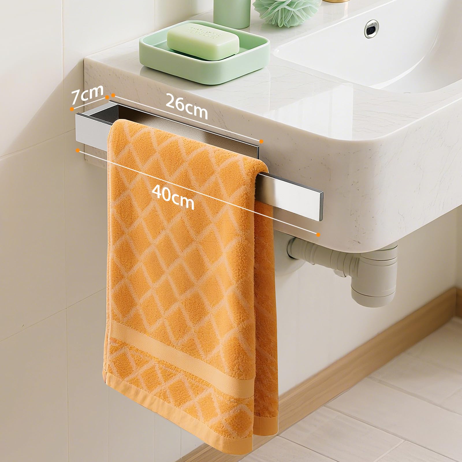 AIKER Porta Asciugamani Bagno,Porta Carta Igienica Adesivo Versione Aggiornata Inossidabile SUS304 Ispessito Accessori Bagno,Nessuna Perforazione Richiesta (Argento-40cm)