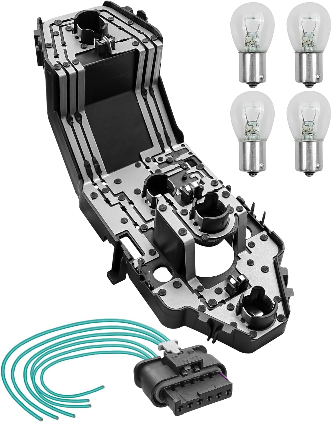 Tail Light Holder Bracket Assembly Compatible with MINI F55 F56 F57 1.5T 2.0T Replace 63217361305 61132359993 63217160790, Rear Taillight Lamp Housing Socket for Left Right Side with Plug & 4 Bulbs