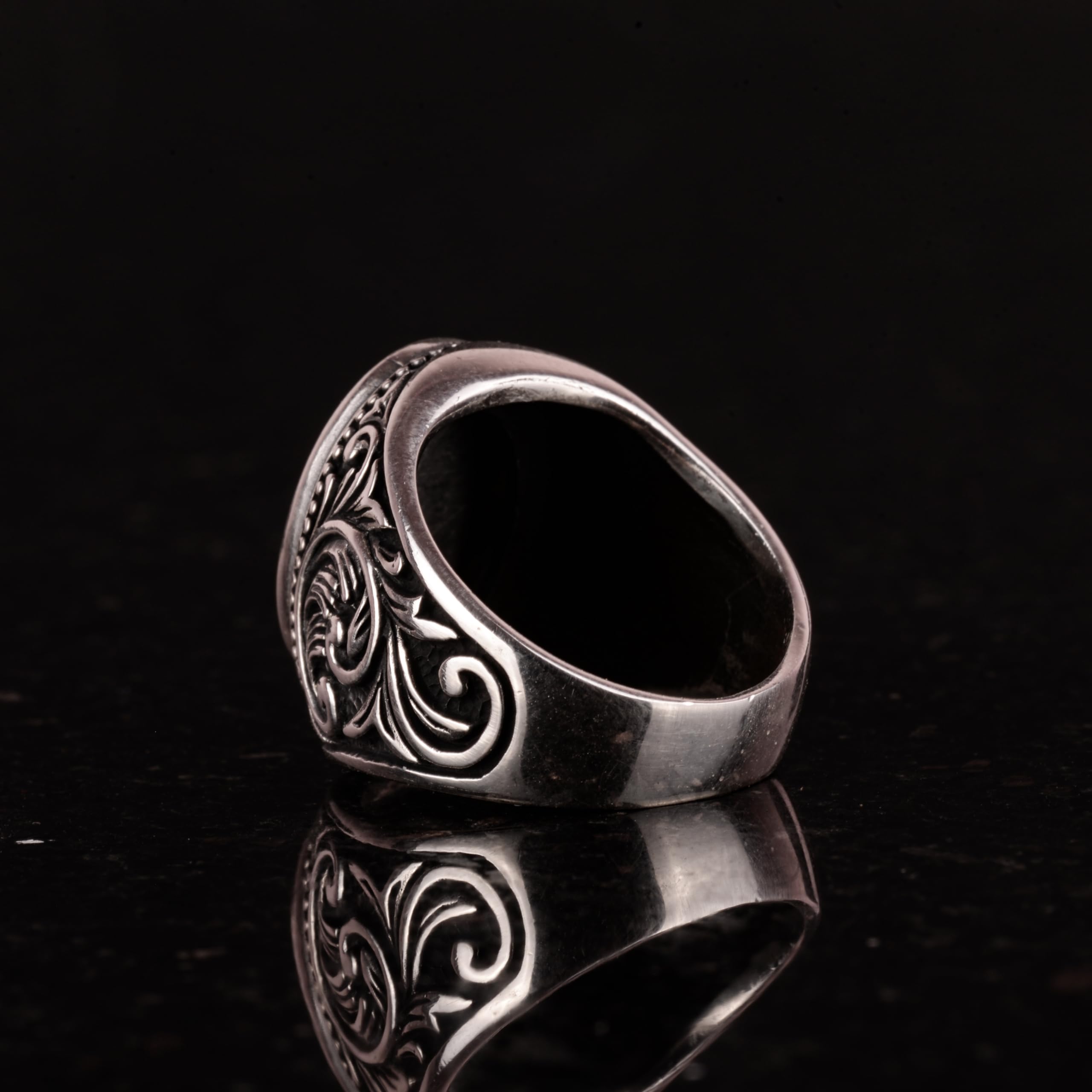 KAMBO Anillo de plata de ley 925 con estrella de David, anillo de sello de Salomón, hecho a mano, de plata con sello de Salomón, sin piedras preciosas, Sin piedras preciosas