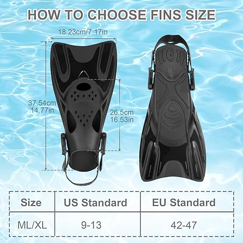 Miniatura 5 de Snorkeling Gear for Adults, Mask Fins Snorkel Set, Panoramic View Diving Mask Anti-Fog, Anti-Leak, Dry Top Snorkel and Dive Flippers with Travel Bag