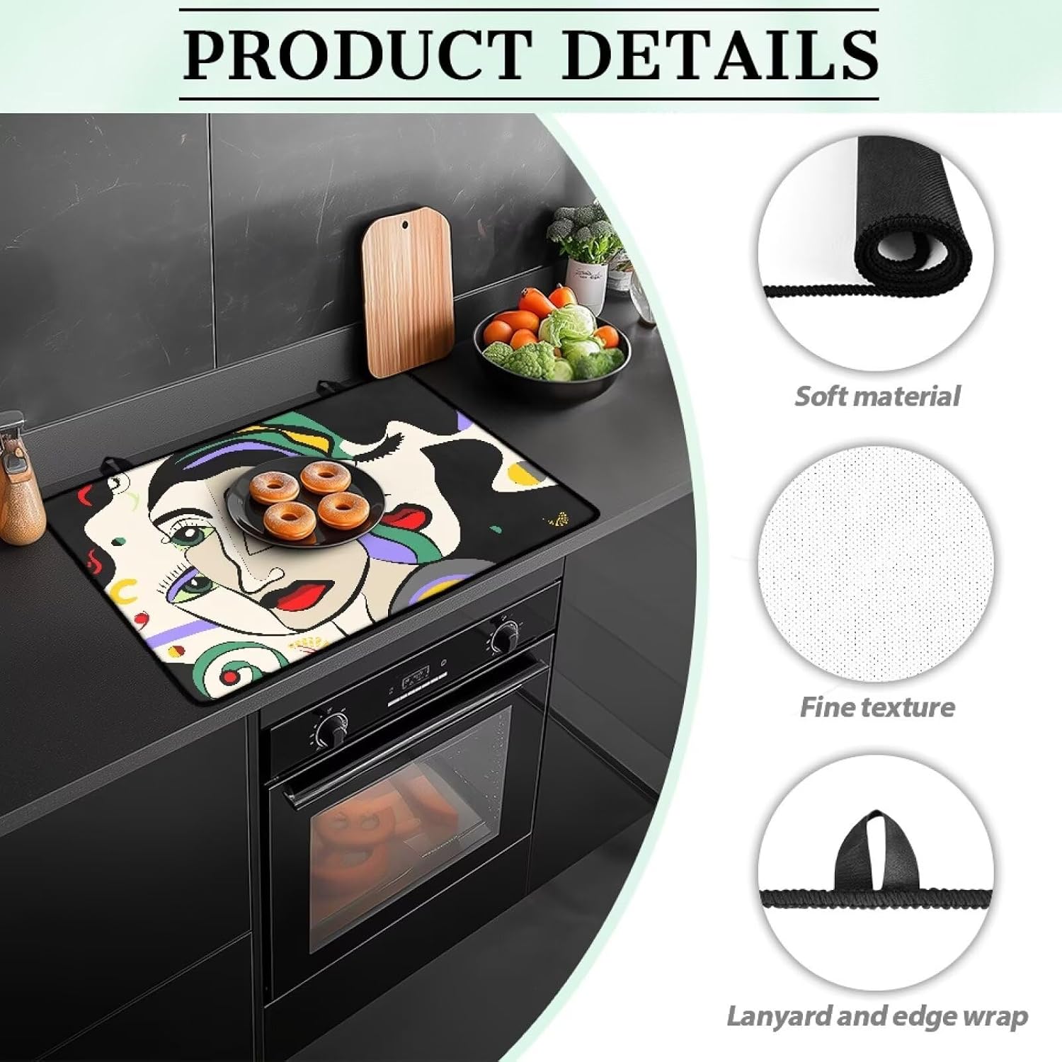 Electric Oven Stove Insulation Stylish Abstract Painting Print Stove Top Covers For Electric Stove 2025 Kitchen Essentials Anti - slip Easy To Clean Suitable For Protecting Cookware
