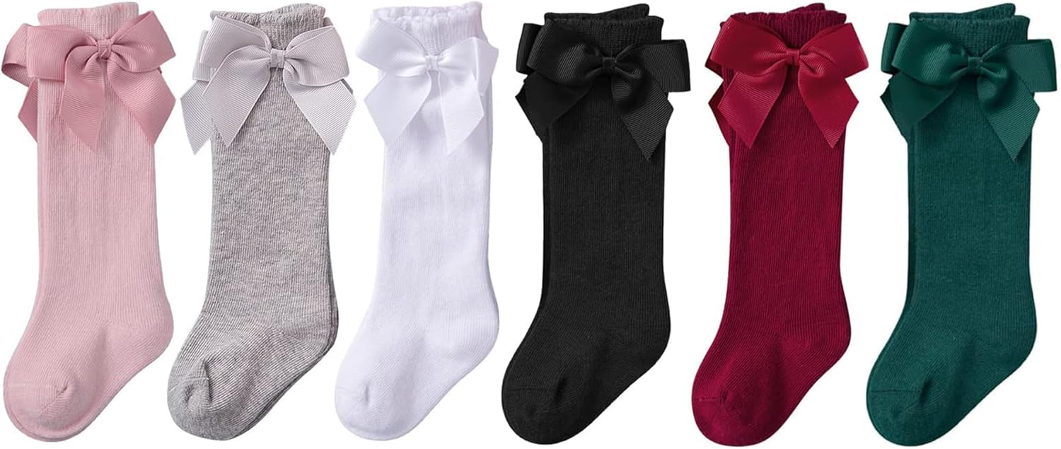 American Trends Baby Knee High Socks - Girls & Boys Newborn to Toddlers - Ruffled Tube Socks