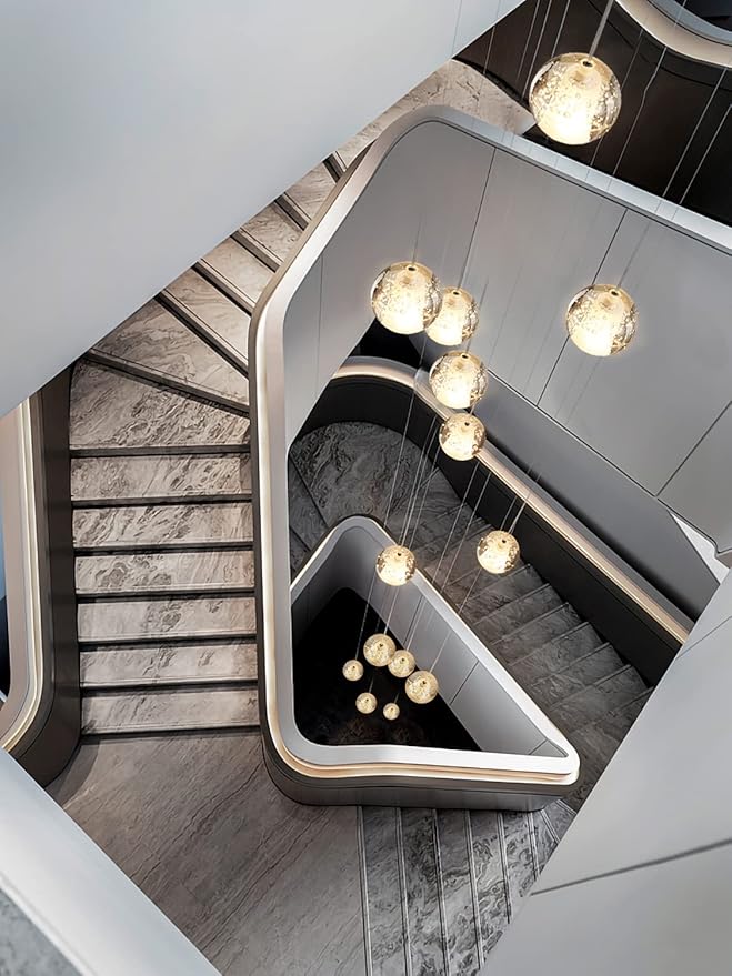 H.W.S H.W.S Led Hanglamp Glazen Kristallen Hanglamp Kroonluchter Decoratieve Kroonluchter Moderne Hanglamp Voor Villa Trappen Woonkamer Eetkamer Slaapkamer Interieur Lamp (14-flamming, Round Plate) photo 3