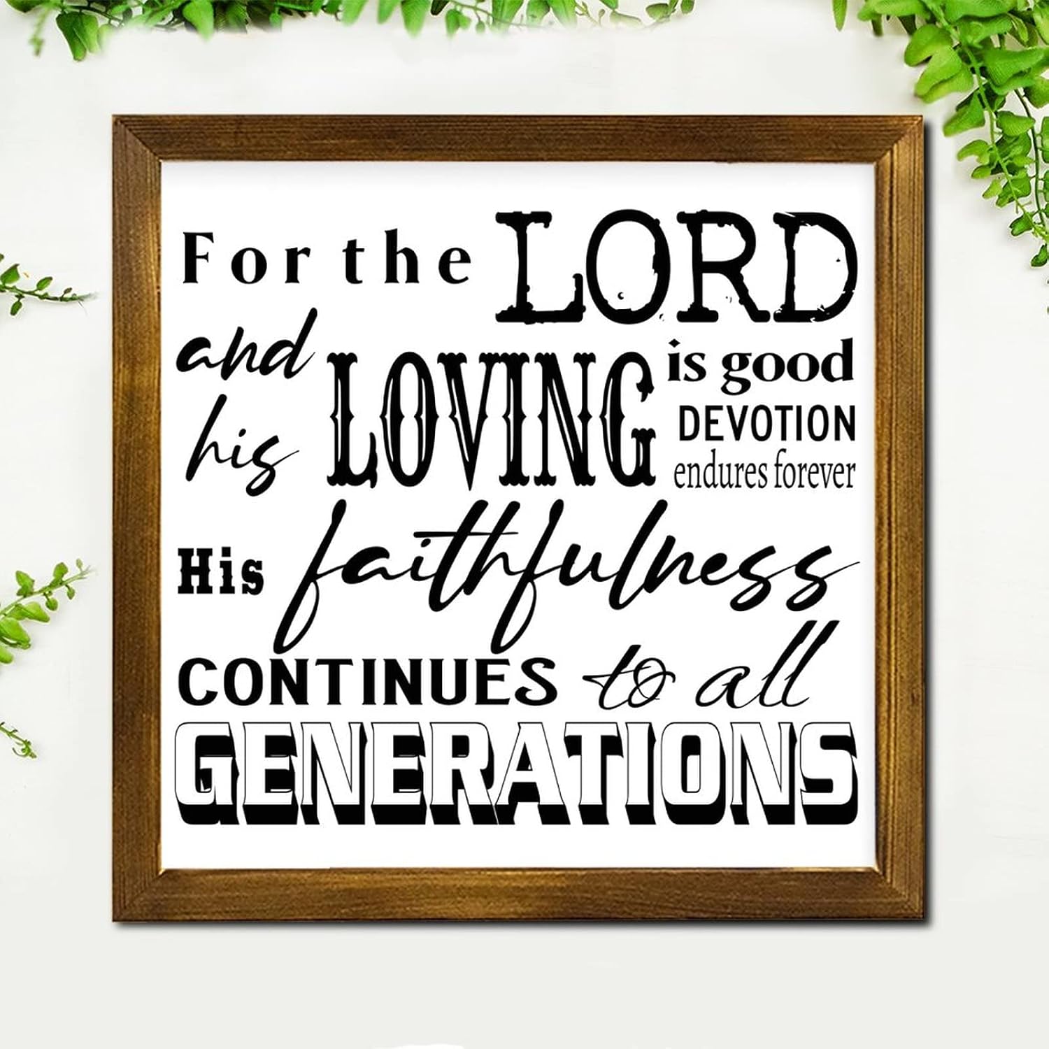 for The Lord is Good Wood Framed Sign Heart Warming Hanging Wood Sign Rustic Wall Art Hanging Farmhouse Decoration Plaque for Home Living Room Office Entryway Housewarming Gift 12x12 Inch