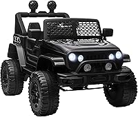 Aosom 12V Kids Ride-On Truck w/ Parental Remote, Spring Suspension, LED Lights, Horn - Black, 1.8-3 MPH Adjustable Speed
