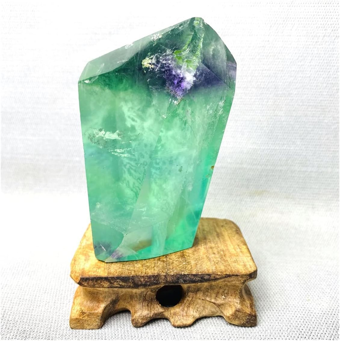 Crystal Stone Green and Purple Polyhedral Fluorite Stone and Crystal Home Decorations Presents (Color : Weight 324g)