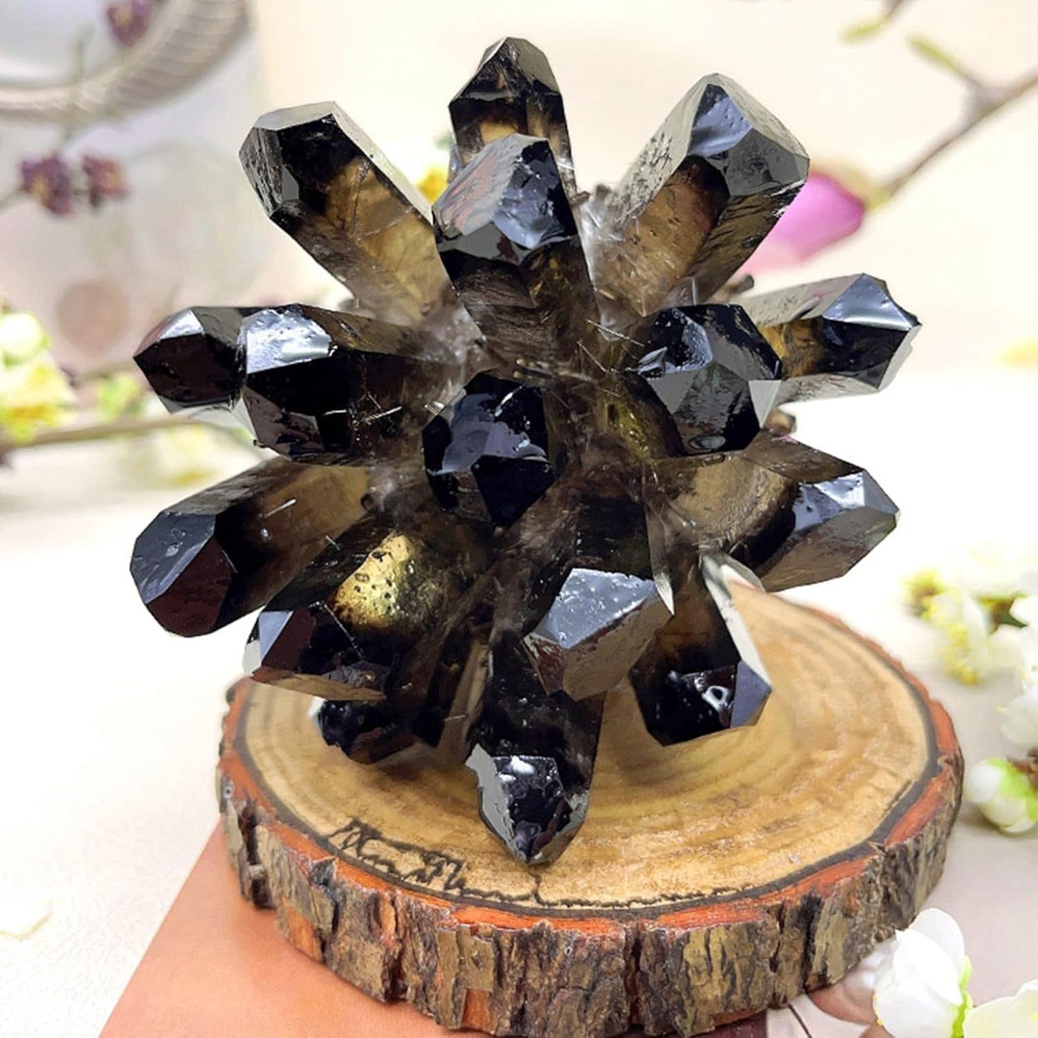 Amazon.co.jp: 天然水晶 黒水晶 茶色水晶 天然石水晶クラスター 