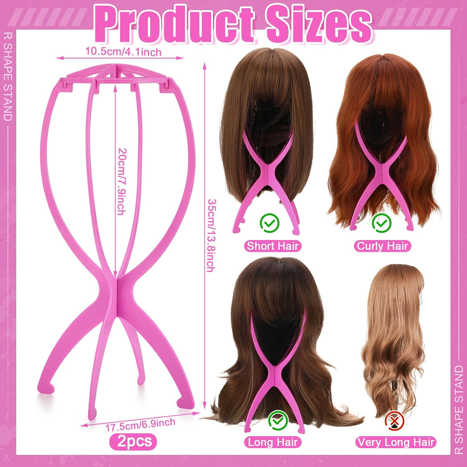 ProSuites Wig Storage Bags with Wig Head Stand, Travel Wigs Holder Hat Display for Women Multiple Wigs (4, Pink, 24 Inches) image 2