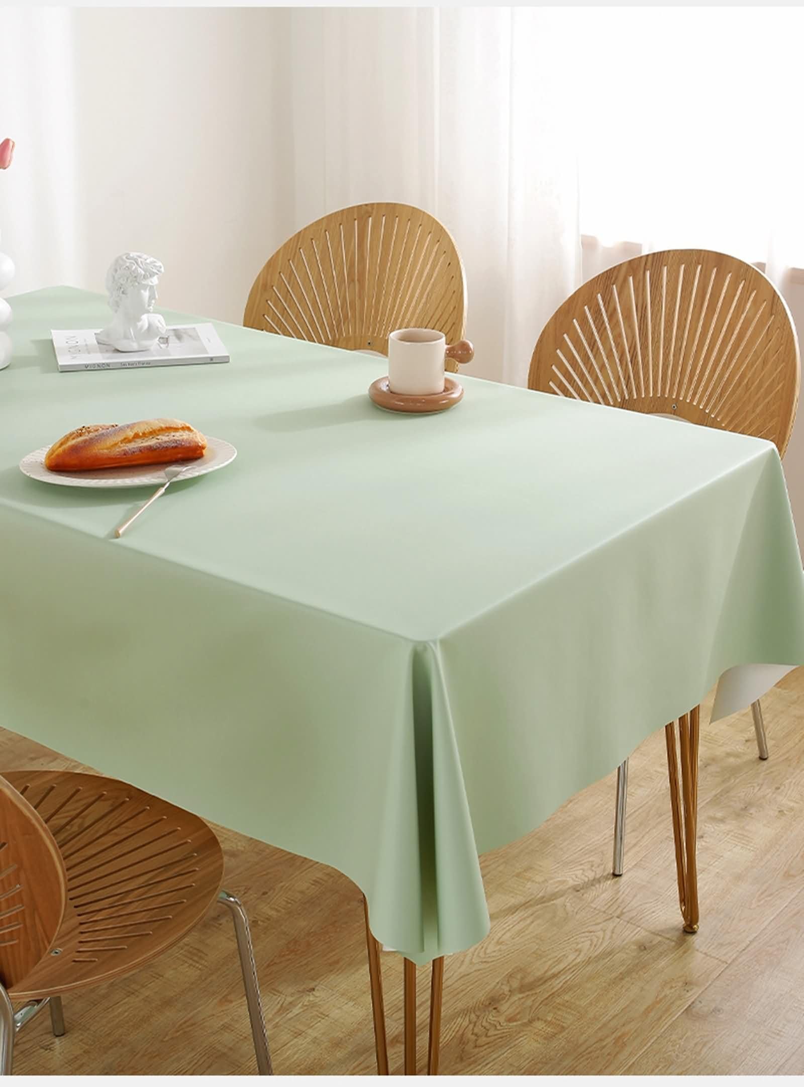 Mantel Cuadrado Verde Mesa Exterior, Color Sólido, de PVC Fácil de Limpiar, 140 x 150 cm, Mantel para Mesa de Centro