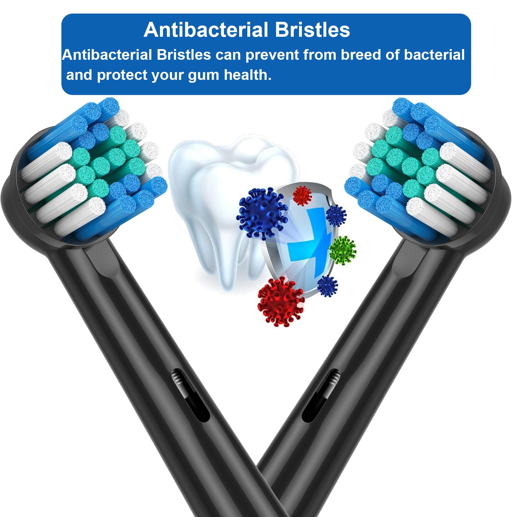 Cabezales de repuesto compatibles con cepillo de dientes eléctrico Oral B Braun, paquete de 16 cabezales de cepillo de dientes negros profesionales limpios