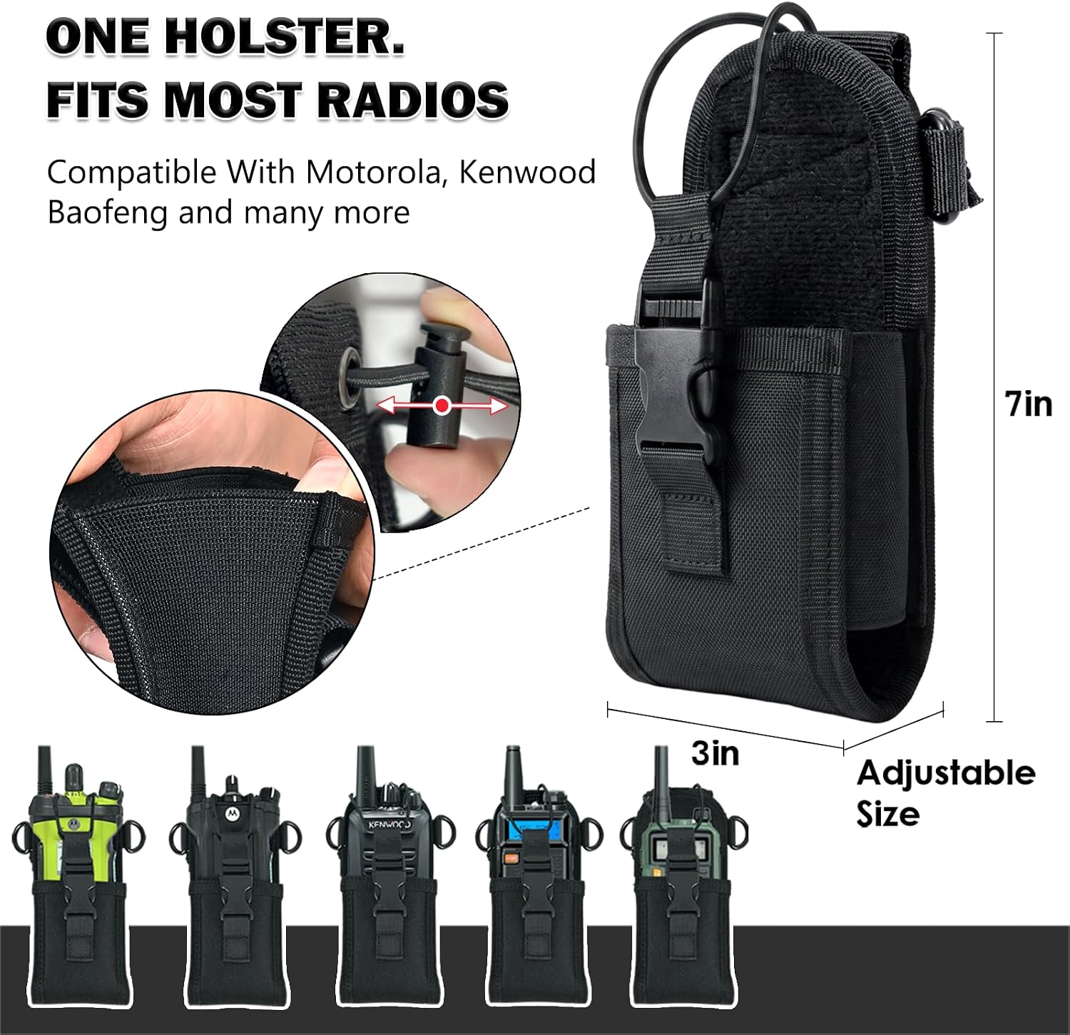 Firefighter Radio Strap Holster with Anti-Sway Strap | Heavy-Duty Radio Strap for Firefighter, EMS, EMT | Adjustable 54""–70"" | Compatible with Motorola APX, BK, Harris