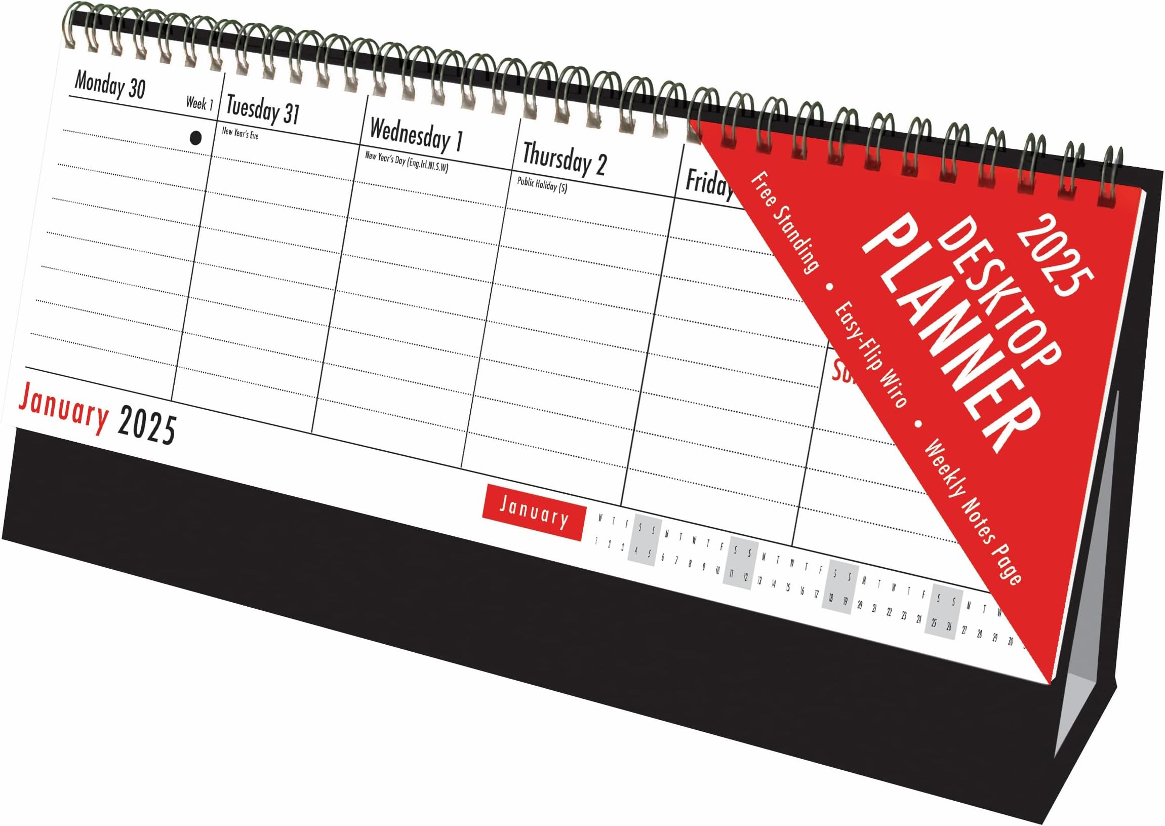 Calendario Da Scrivania Perpetuo 2025 - Con Flip Mensile/Settimanale/Giornaliero - 5 Colori - Accessorio Ufficio