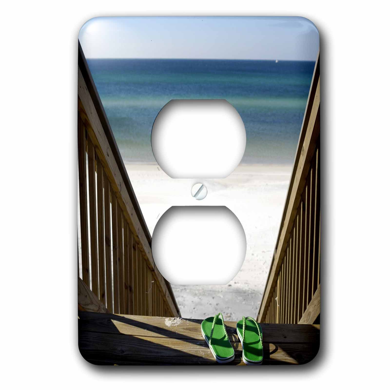 Sandales de plage et esprit Floride pour votre double prise murale Franklin Alto 3dRose