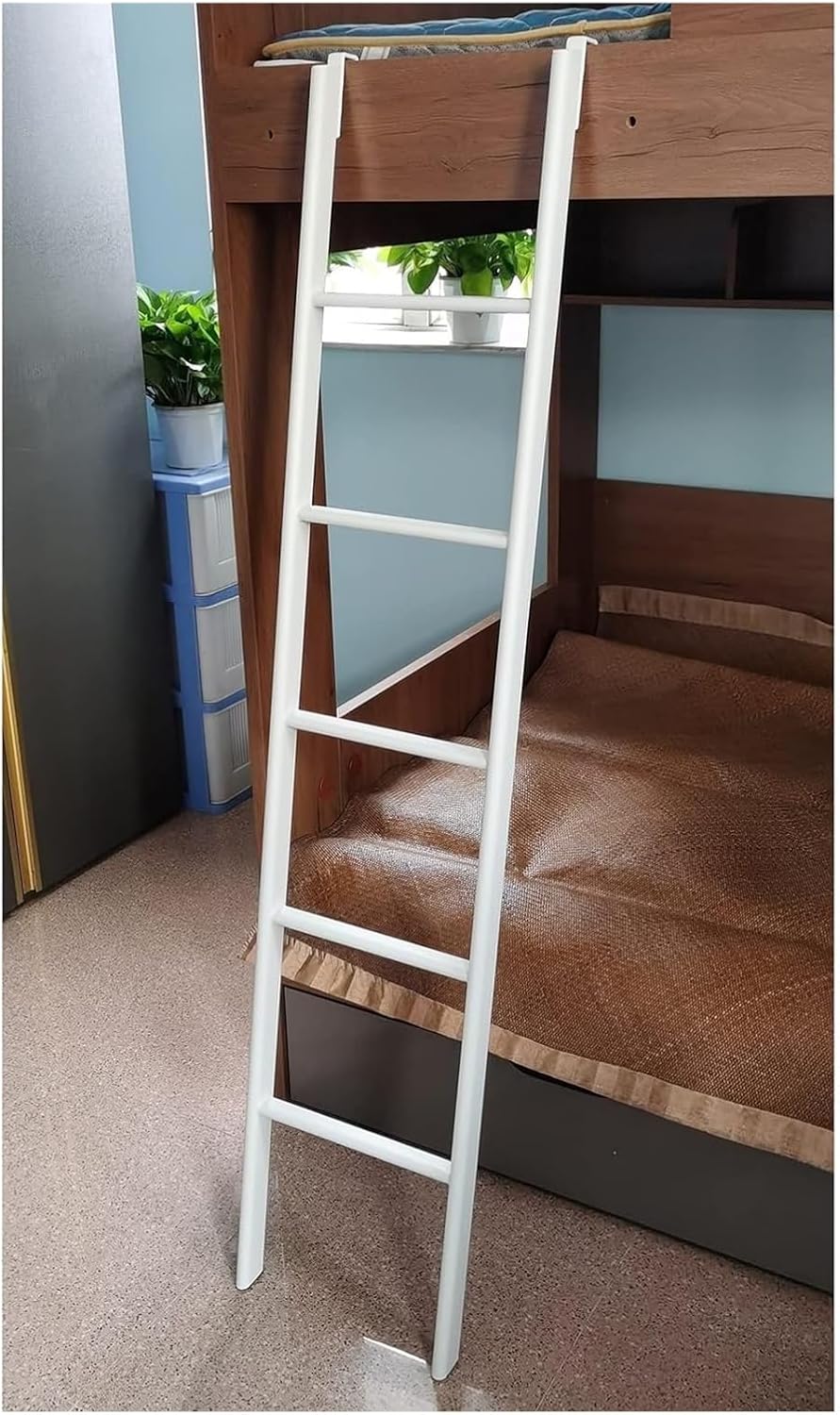 Bunk Bed Ladder, Bunk Ladder Compatible, Rv Travel Trailer Ladder for School Teens Dorm Twin Bed, Sturdy Iron Loft Bed Side Ladder (Color : White, Size : 1.7m/67 inch)