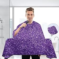Vista 6 de Lavender Purple Glitter Haircut Cape Salon Professional Cape, 64.9 x 55.1 Inches Home Haircut Cape