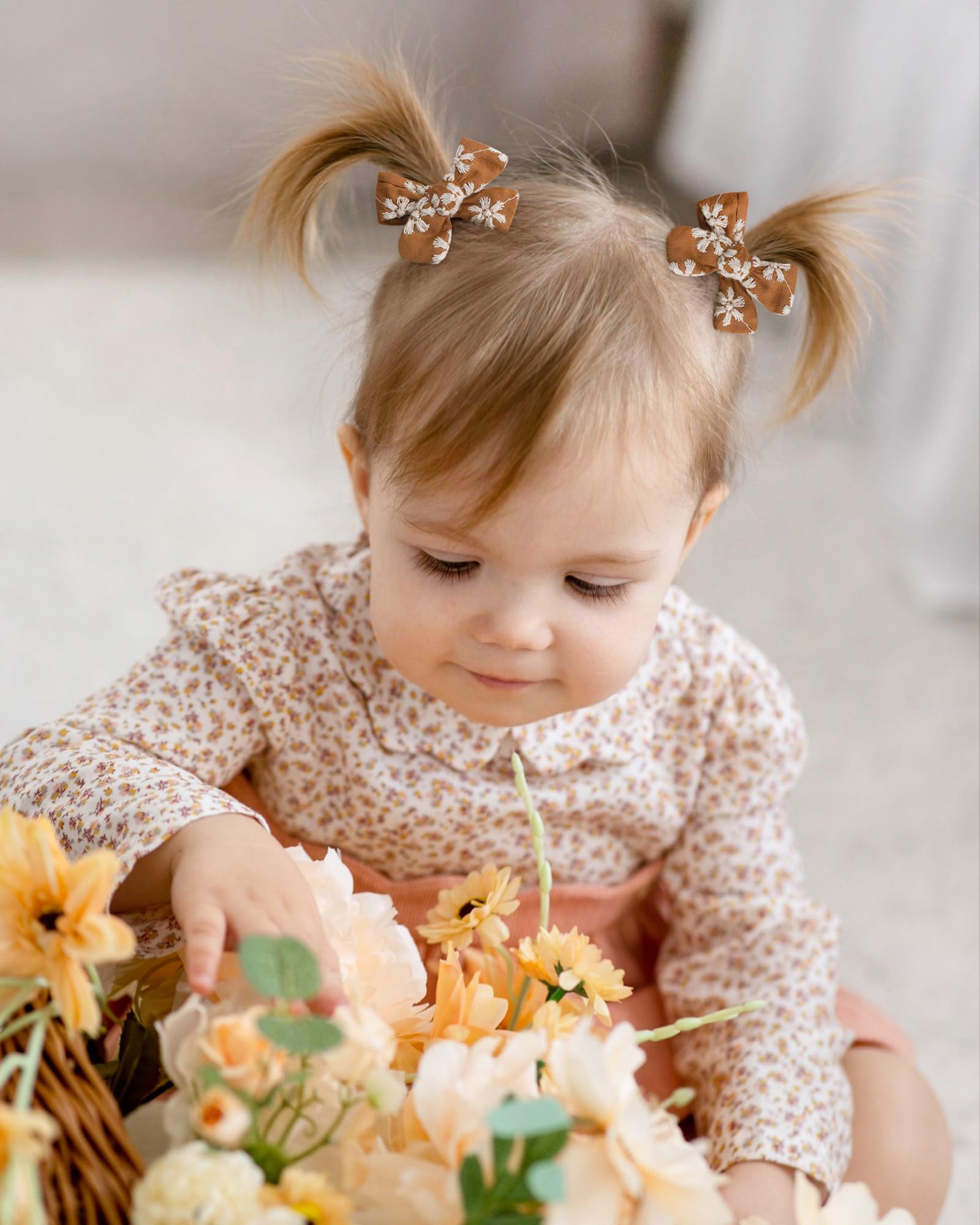 Jollybows 20pcs Barettes Cheveux Fille, 5cm Pince Noeud Cheveux Bébé Fille Pince Crocodile Entièrement Doublée Cheveux Accessoires pour Enfant Petite Fille Tout-Petits