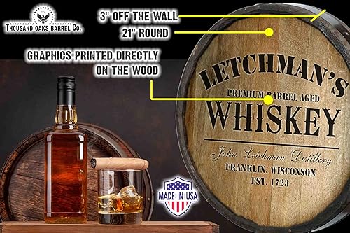 Vista 40 de THOUSAND OAKS BARREL CO. Personaliza el letrero de un cuarto de barril con cócteles de gato negro, barril de vino hecho de madera de roble de alta