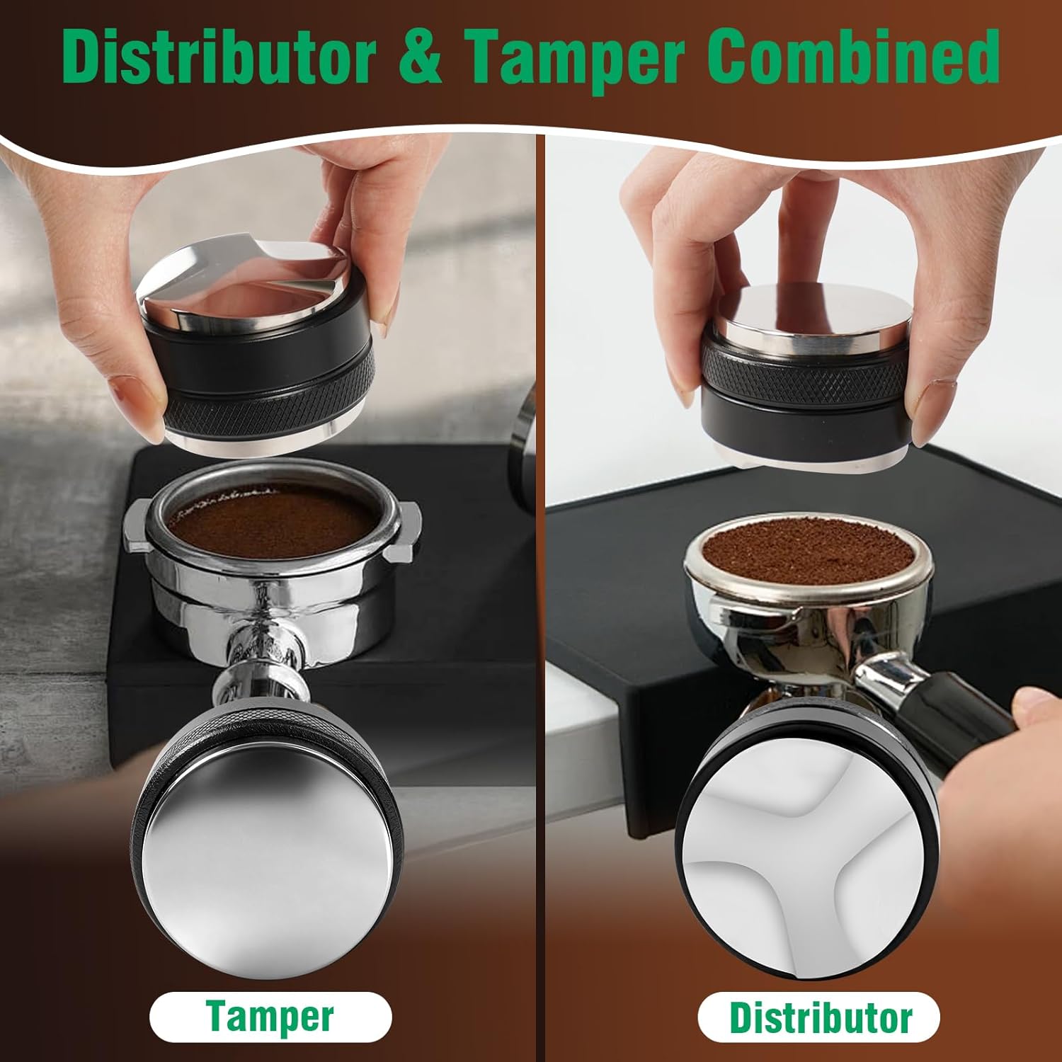 Espresso Accessories Kit, 51mm Coffee Distributor & Tamper Leveler, Dosing Funnel Set and WDT Tool for Delonghi 51 mm Espresso Machines and Portafilters