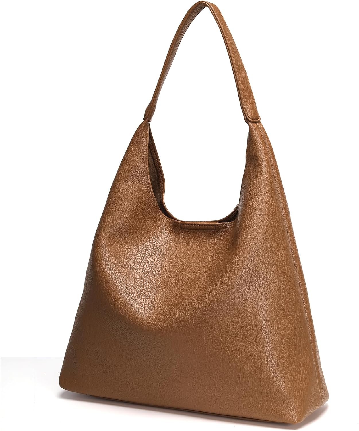 Hobo Bags for Women, Soft Vegan Leather Shoulder Handbags, Slouchy Tote Purses for Work, Travel, School, Brown