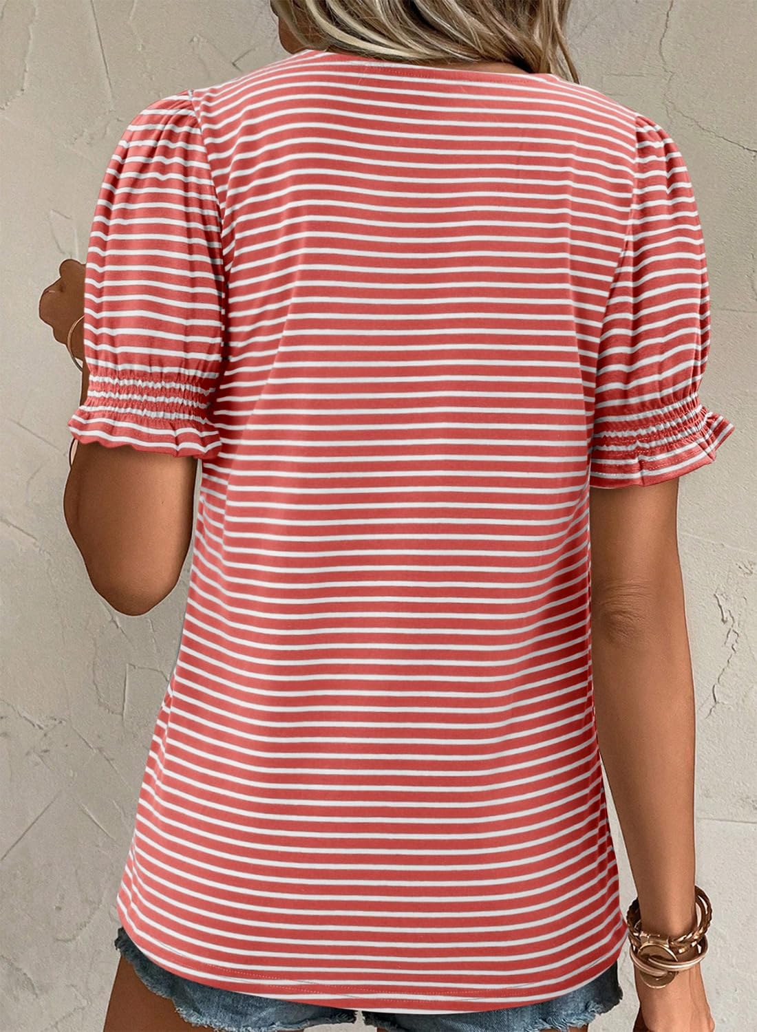 CRAZY GRID Women's Summer Tops Ruffle Short Sleeve 2026 Casual Knit Loose Fit T-Shirt - Image 5