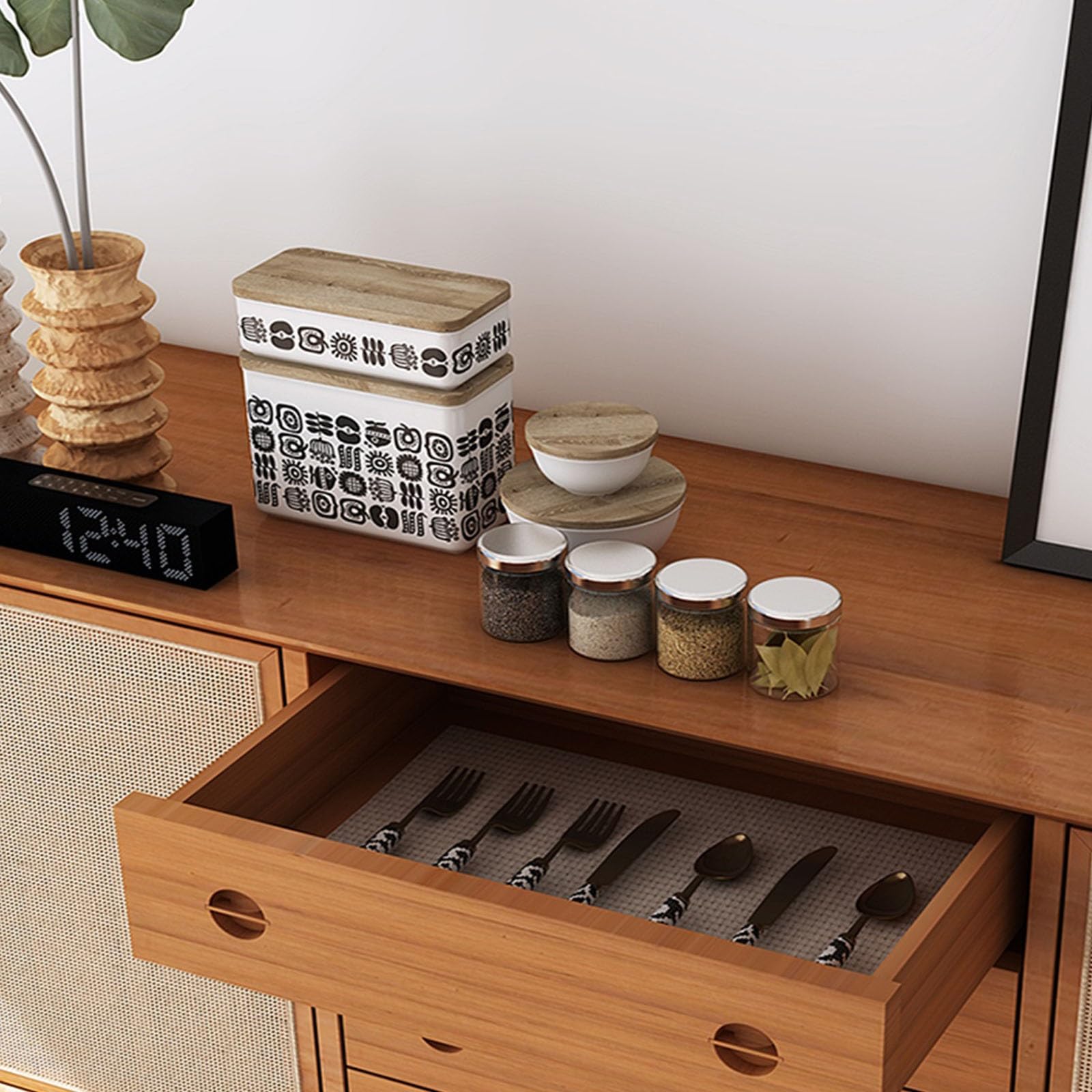 Armadio cucina Mobile in rattan con ante e cassetti for riporre gli oggetti stoccaggio(100 * 42 * 80cm)