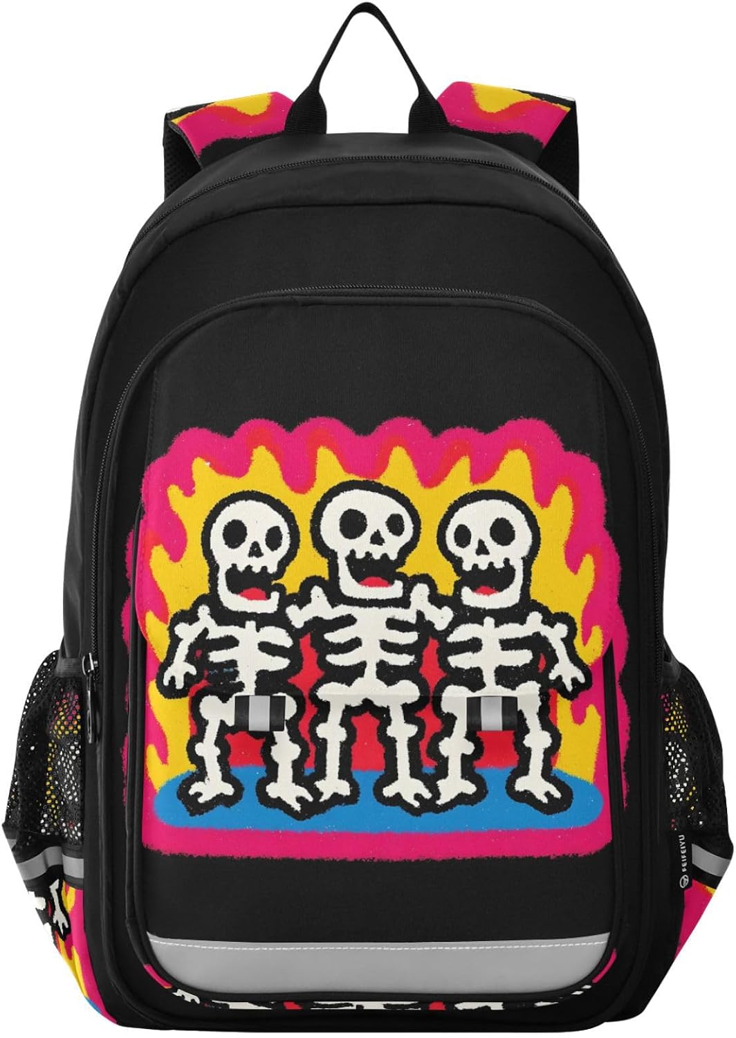 Kid's Backpack Skeletons Anime Print for School Travel 17.7 In