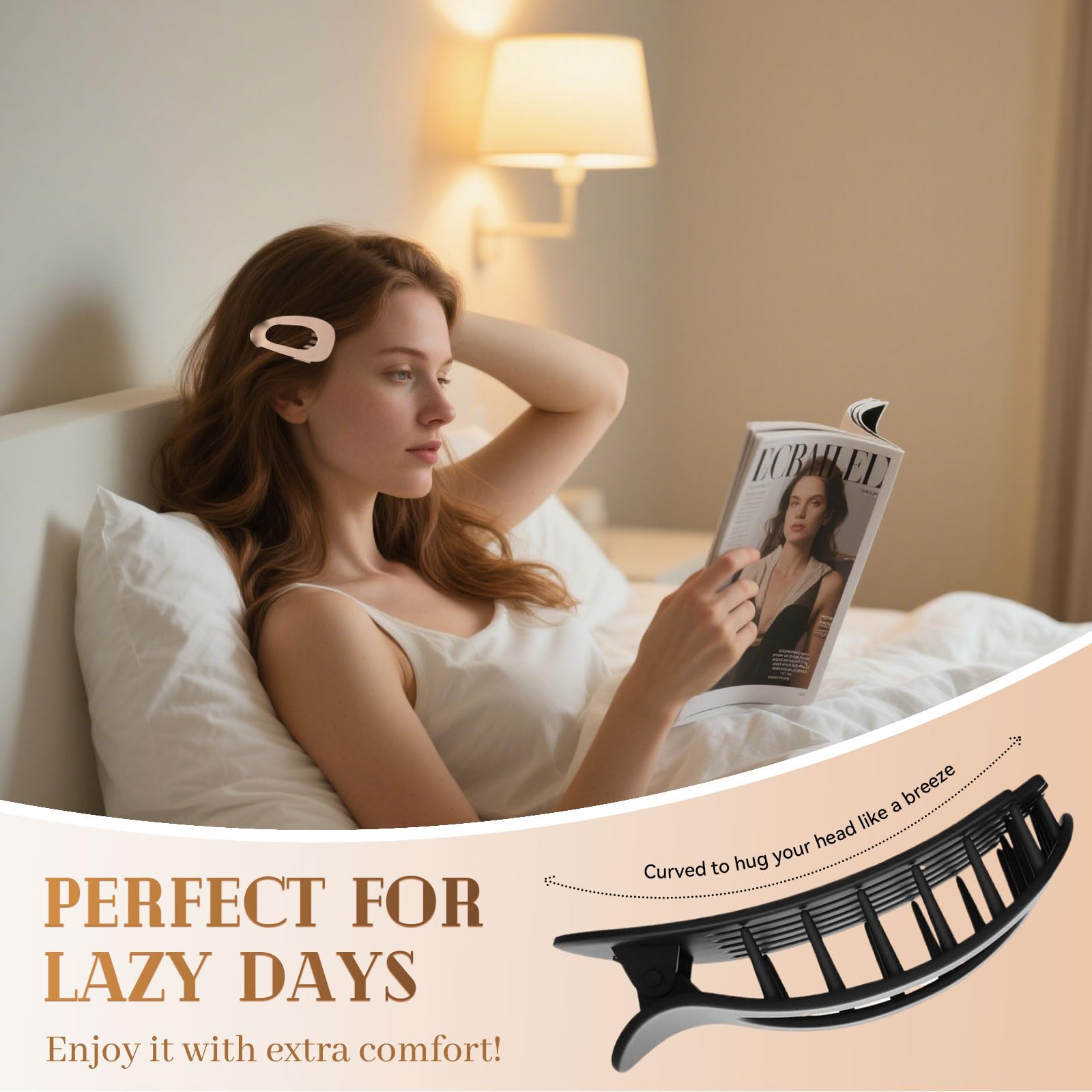 Toumdafine 4 PCS Flat Hair Clips for Women Curved Design Hair Clip, Strong Hold No Slip Claw Clips for Thick Thin - Image 3