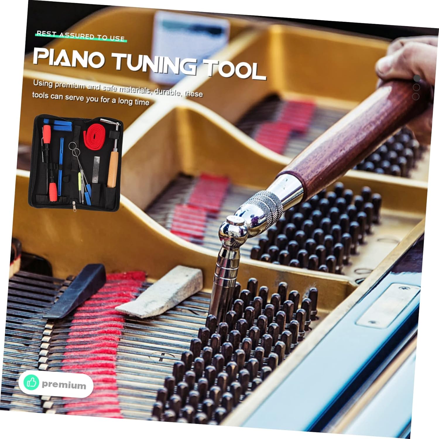 Yardwe 1Set Multi Function Piano Tuning Tool Durable Piano Mutes Silencers for Easy Repair Essential Piano Accessories for Home Use