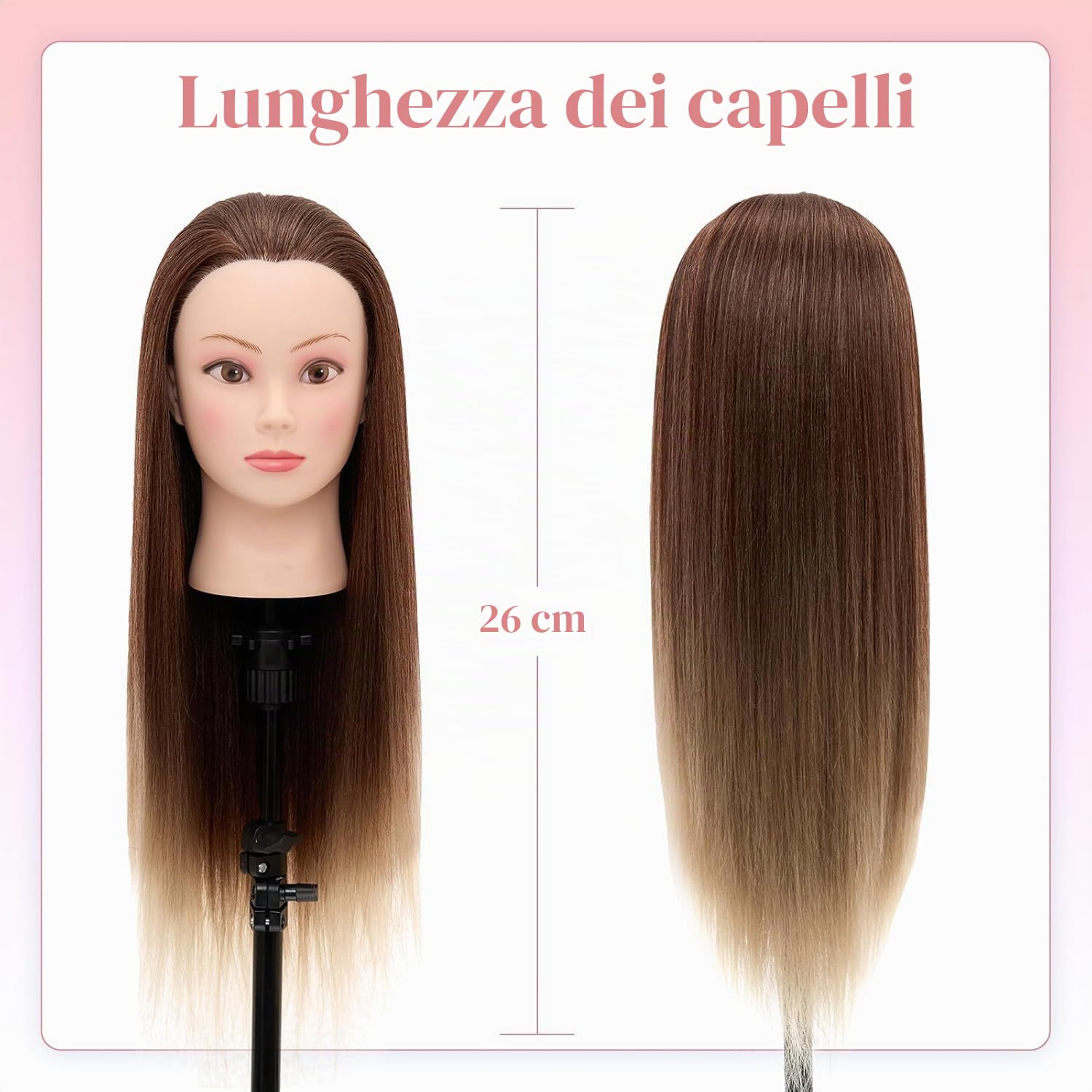 Neverland, testa da parrucchiere, testa di allenamento per bambini (26" Ombre Marrone)