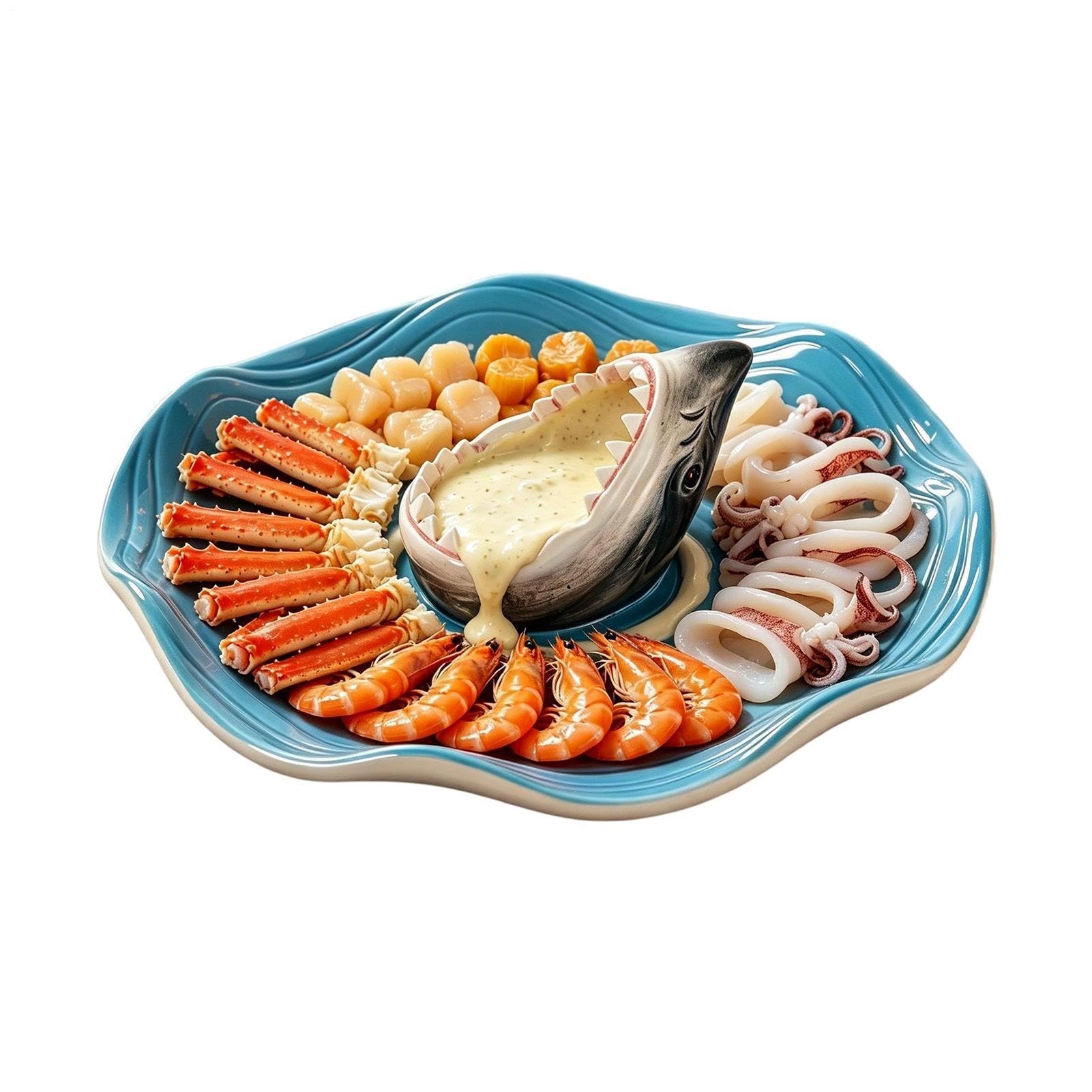 Plato de sushi Plato de Cerámica Pintado a Mano con Compartimento para | Cuenco para Salsas y Aliños Para Charcutería, Queso, Hamburguesa, Gambas, Sardinas, Aperitivos, Palomitas,