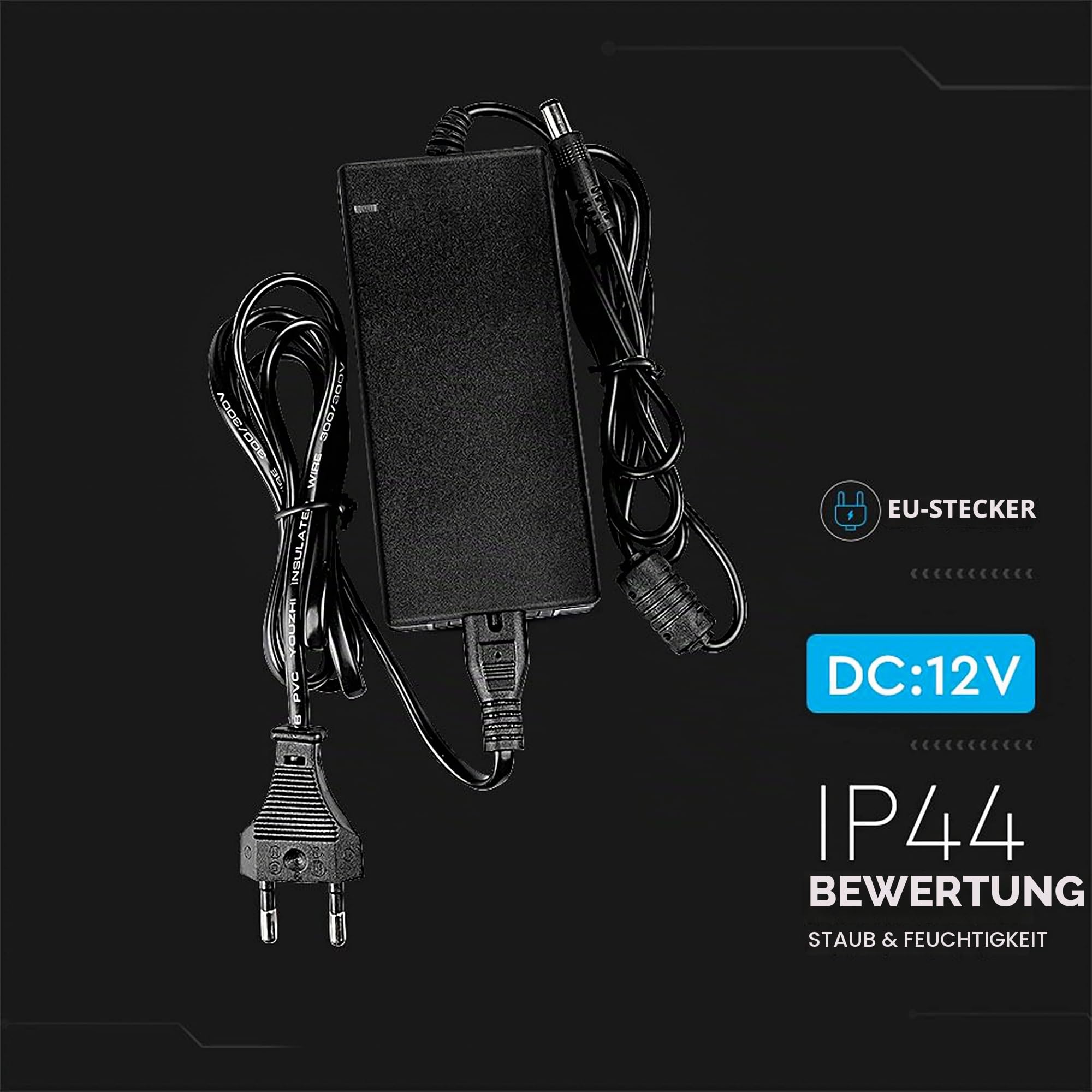 V-TAC Netzteil Adapter 12V 78W 6,5A für Kameras, LED-Streifen, Modem - Transformator 12V - Netzadapter für Bildschirme und Elektronische Geräte - Eingang AC 100-240V - Euro Stecker
