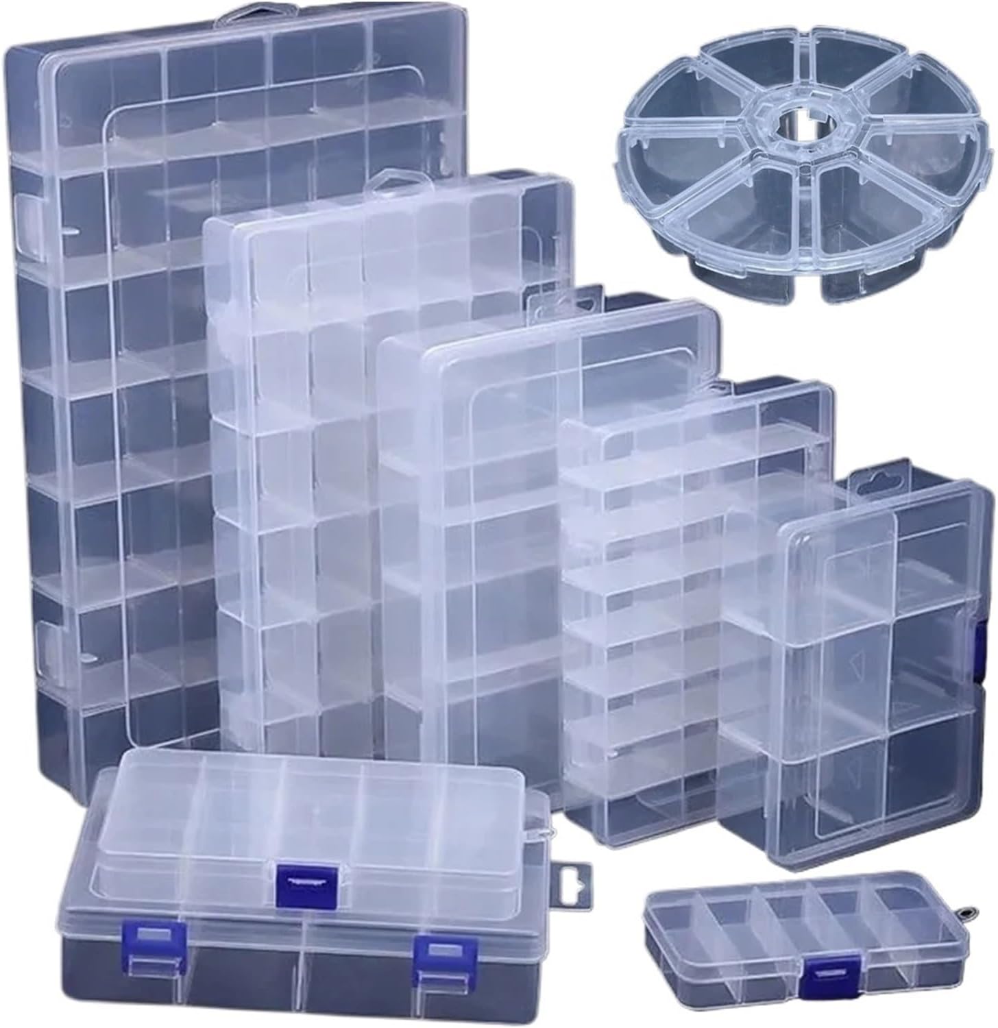 8 Styles Multi Grids Plastic Box Storage Compartment Jewelry Organizer PP Transparent Screw Show(Style-05)