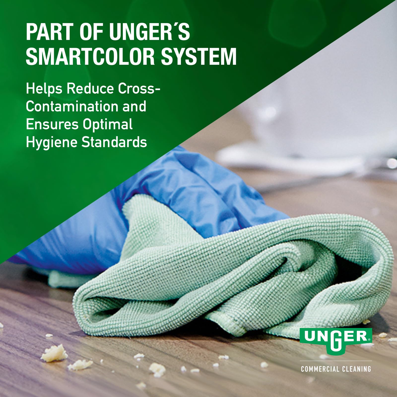 Unger MF400 SmartColor MicroWipe 4000, 40 cm x 38 cm, verde, caja de 10