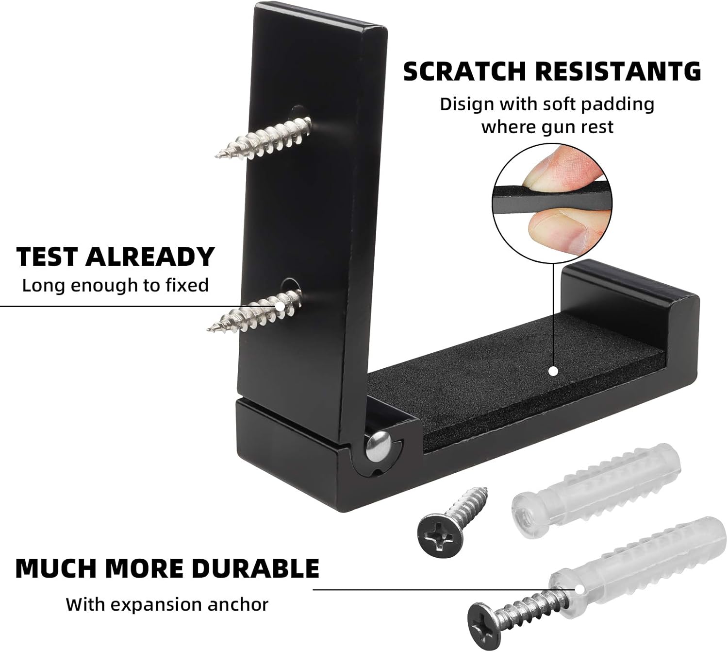 JUSTOTRY 2 Pieces Gun Rack Wall Mount with Soft Pad and Screws, Gun Racks for Wall, 90° Folding Gun Hook Protects Rifles, Shotguns, Bow - Indoor Hanging, Display, Store(Black) : Sports & Outdoors