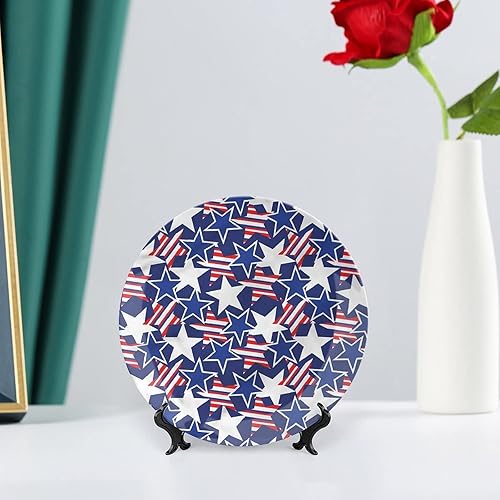 Miniatura 6 de LIGUTARS Placa de exhibición de cerámica, placa decorativa colgante de cerámica del 4 de julio, estrellas y rayas, 6 pulgadas, placa de cerámica