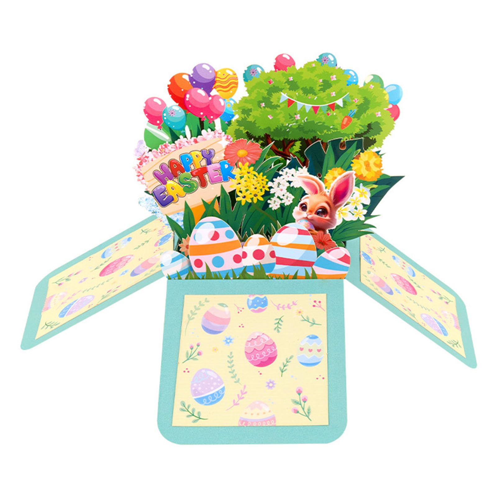 carotoe Holiday Paper Sculpture Centerpieces Box Efficient Easter Decors with Pastel Rainbows Letter for Indoor Festival Event Portable Seasonal Tabletop Ornament