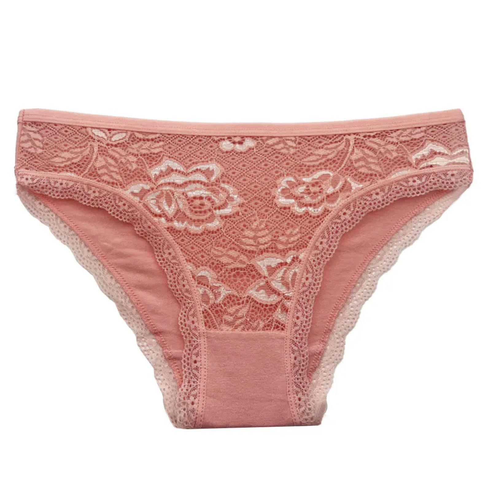 Bielizna damska, 5 sztuk Zestaw Sexy Low Rise Bielizna Miękkie Bielizna Koronkowe Przezroczyste Damskie Bawełniane Figi Damskie Majtki R007-XL (60-70kg)