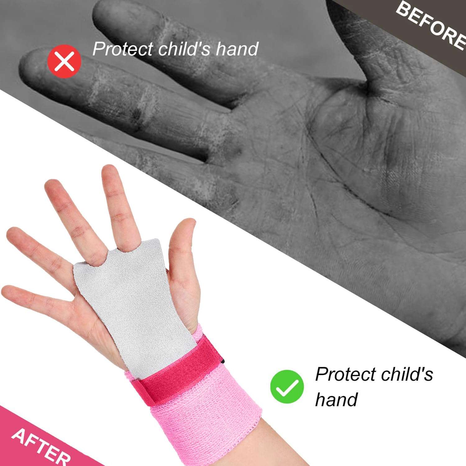 Cinturini da Polso con Presa per Ginnastica Sportiva, Protezione del Polso per Sollevamento Pesi per Ragazze Bambini (Rosa)