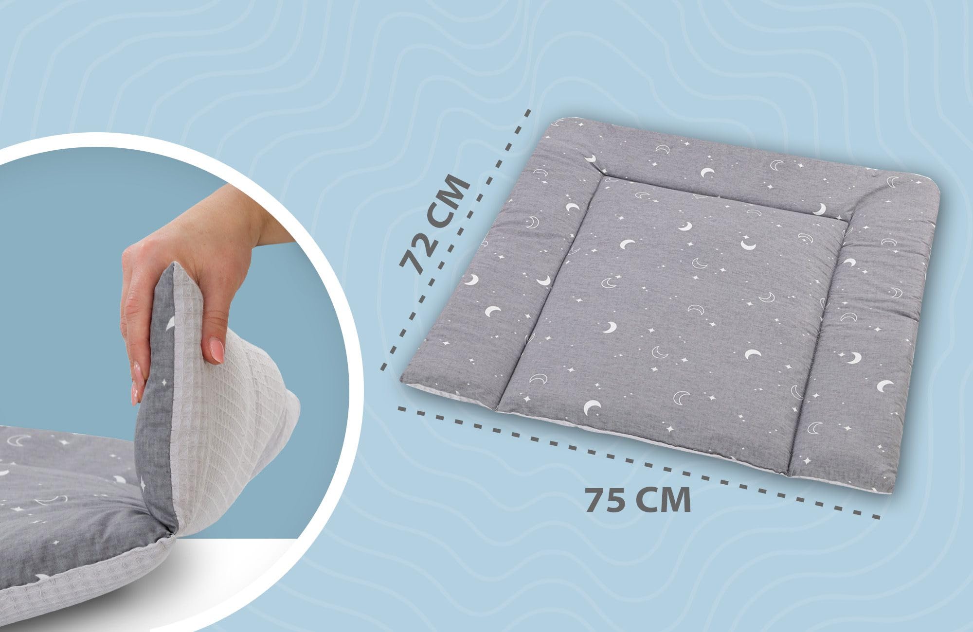 Colchon cambiador bebe comoda 75x72 cm - colchón de algodón impermeable y plegable portátil para cómoda fácil de limpiar cojin muda trocador fraldas colchoneta 75 x 72 Oeko-Tex Mond